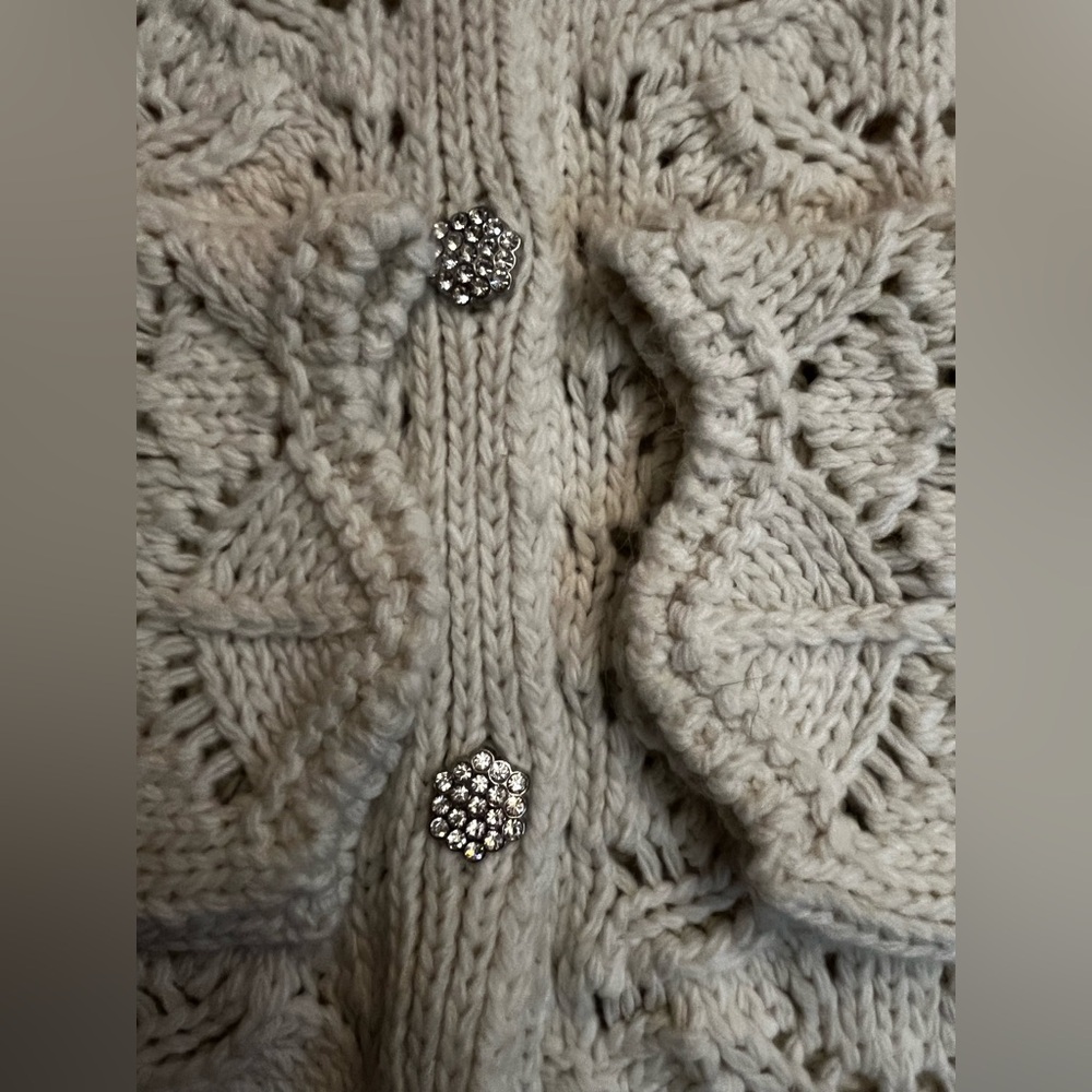 Zara Macrame Knit Cardigan Crochet Lady Jacket Cardigan Ecru cream nwot - Picture 8 of 10
